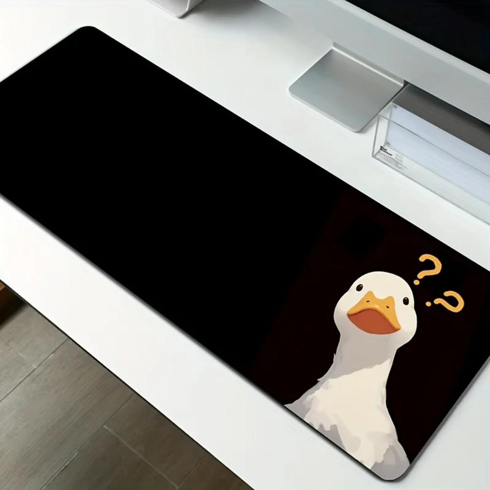 Home Office Questions - キュートなアヒルのテーマデザイン、クエスチョンマークダックXXL大型マウスパッド、オフィス、家庭、ゲームプレイヤー向けの拡張型コンピューターラバーマウスパッド