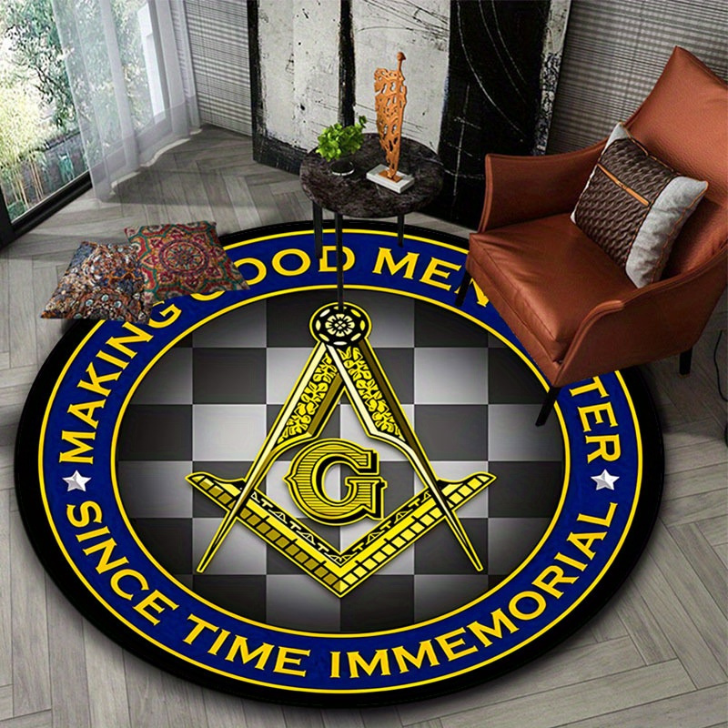 Home Office Logo - フリーメイソン スクエアコンパス G ロゴ ラウンドラグ フランネル