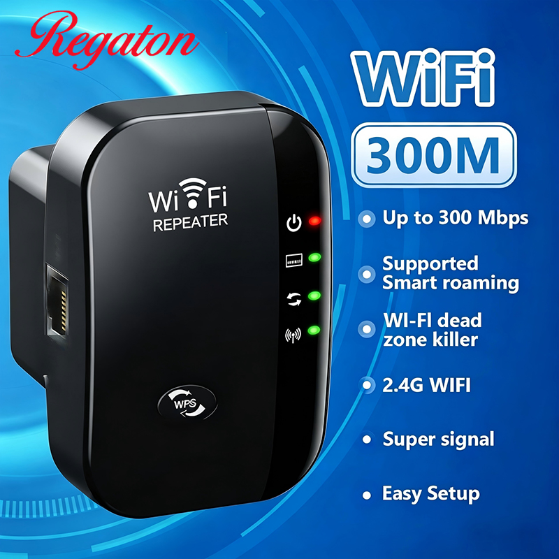 Home Office Work - ワイヤレス300M 2.4GHz WiFiレンジエクステンダー、強力な信号増幅器、便利なセットアップ、家庭やオフィス用のネットワークブースター