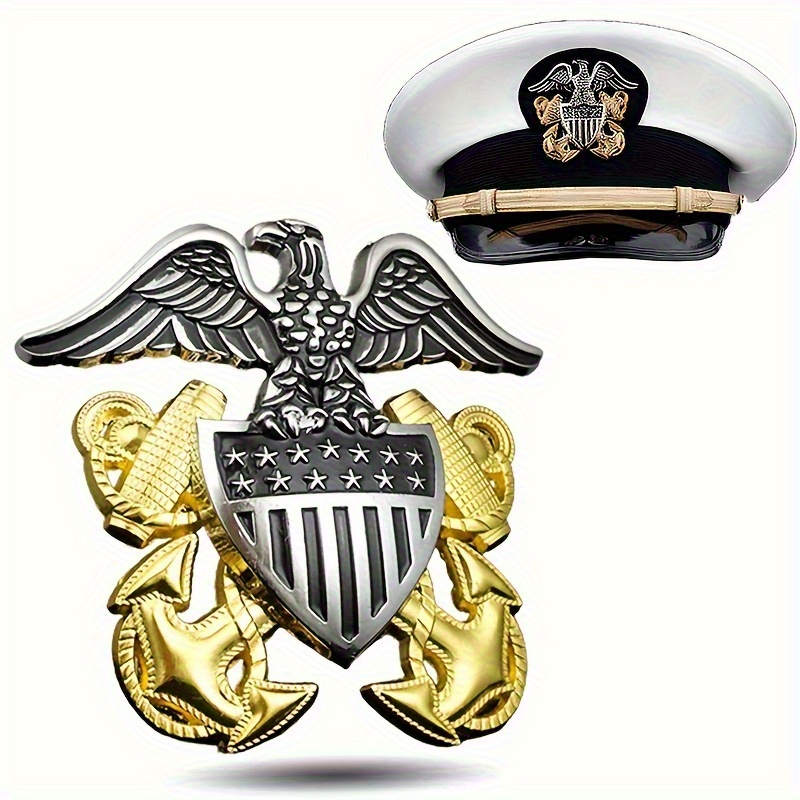 Home Office Logo - 米国海軍士官帽子バッジ イーグル & アンカー エンブレム ネジ式レザー