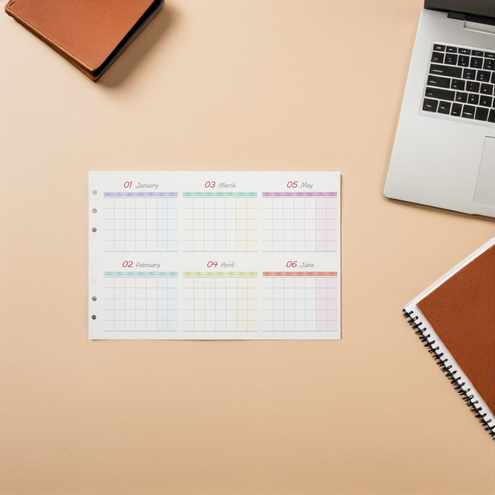 Home Office Budget - A6プランナーリフィル20枚、6穴バインダー用、月間カレンダーインサート、無地の予算・食事プランナーペーパー、ホームオフィス整理用