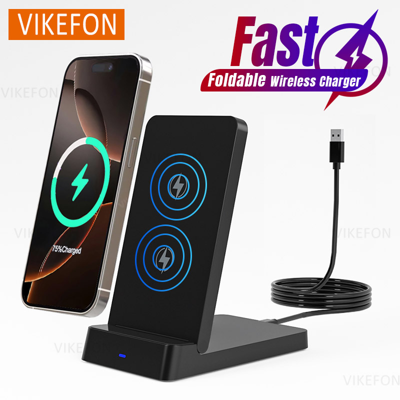 Desk Charging Station - ワイヤレス充電器電話デスクトップ折りたたみホルダースタンド iPhone 16 15 14 13