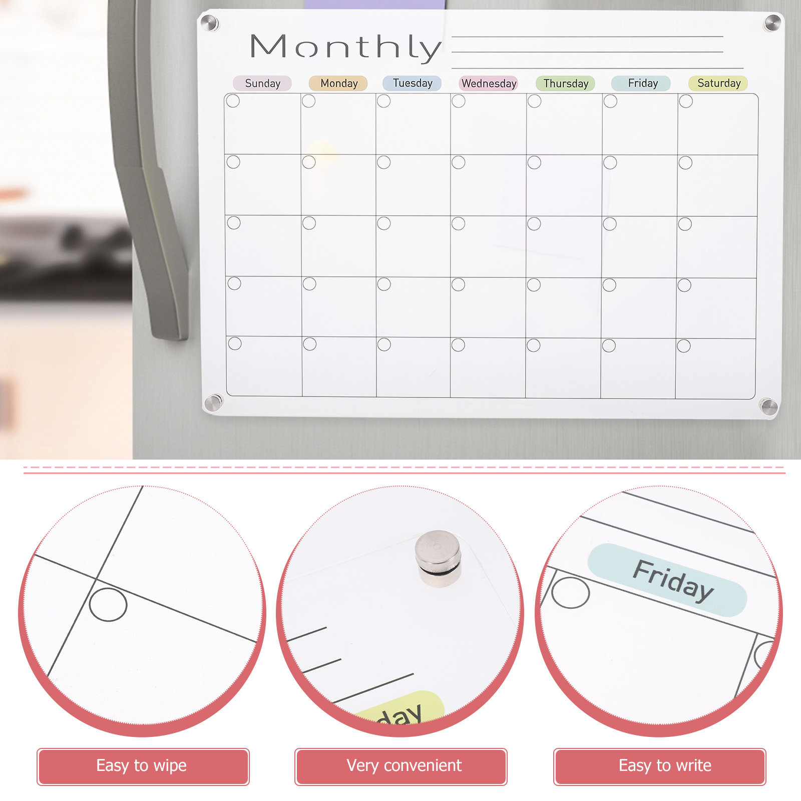 マグネット式アクリル製プランニングボード 冷蔵庫用ドライイレ - Whiteboard Magnetic のレビューと価格