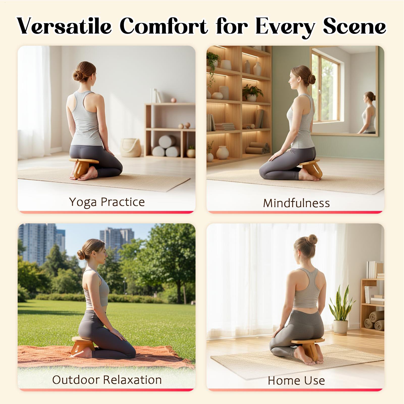 祈りのための木製スツール、瞑想用膝掛けベンチ、寮、自宅、オフ - Home Office Yoga Room のレビューと価格