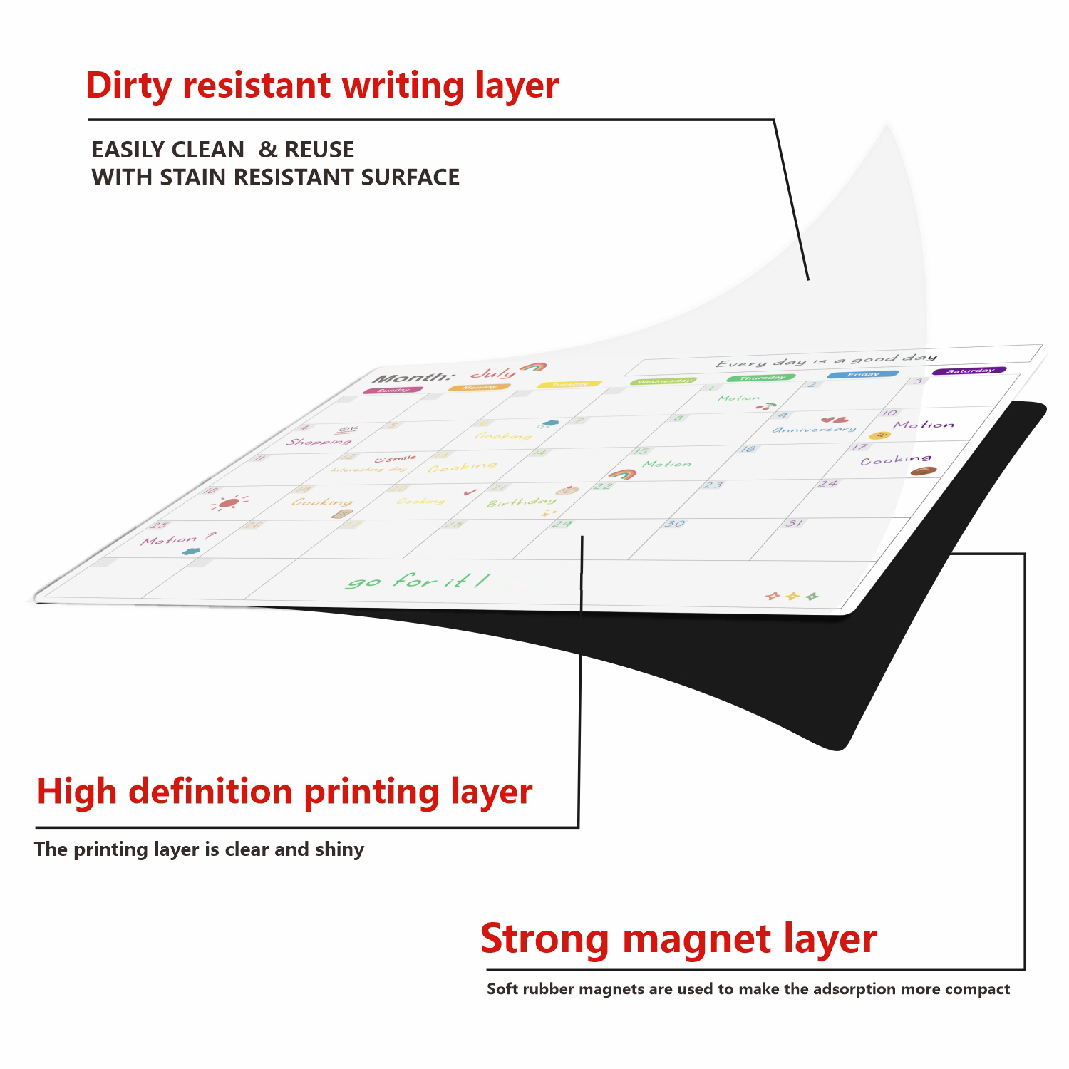 冷蔵庫用マグネットカレンダー 月間・週間プランナーカレンダー - Magnetic Calendar Board のレビューと価格