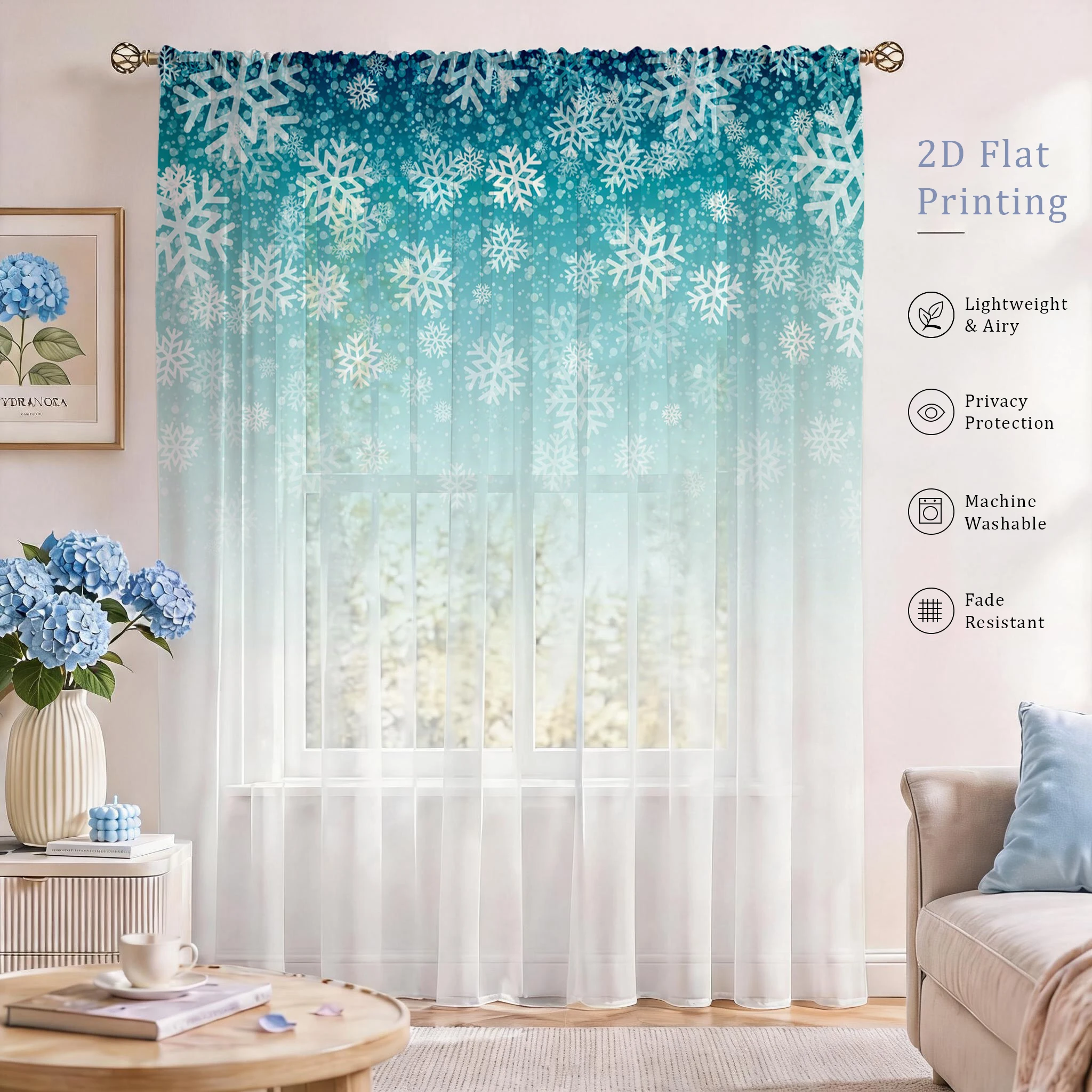 花柄グラデーションシアーカーテン、高品質遮光プライバシーボイ - Home Office With Plants のレビューと価格