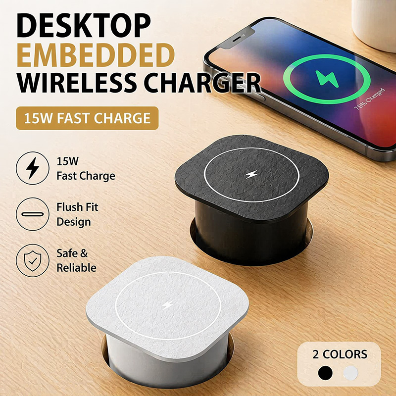 埋め込み式デスクワイヤレス充電器 15W急速充電 隠し家具テ - Desk Charging Station のレビューと価格