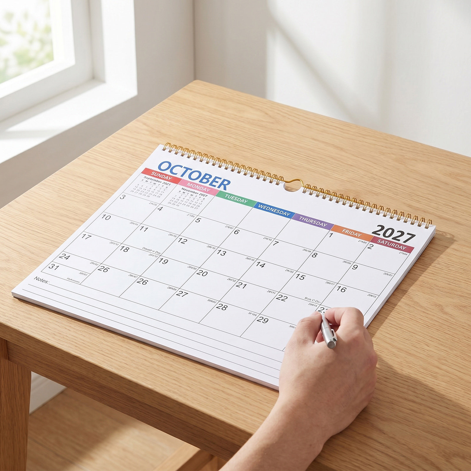 2027年 ミニマリスト壁掛けカレンダー ツインワイヤーコイ - English Home Office のレビューと価格