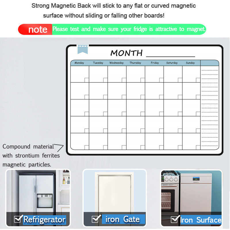 A3 サイズ磁気マンスリーウィークリープランナードライイレー - Magnetic Calendar Board のレビューと価格