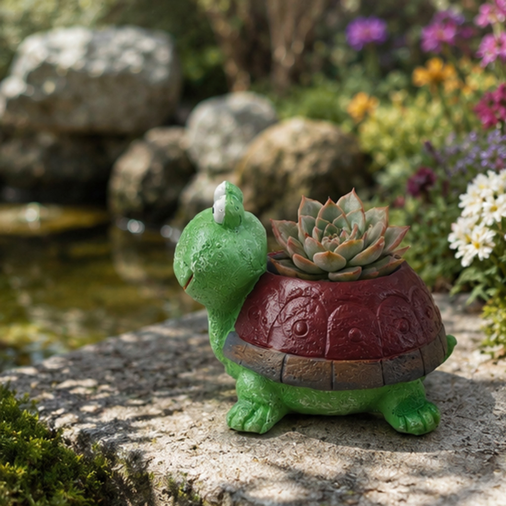 かわいいカメ型プランター 樹脂製多肉植物鉢 動物型フラワーポ - Home Office Xp のレビューと価格