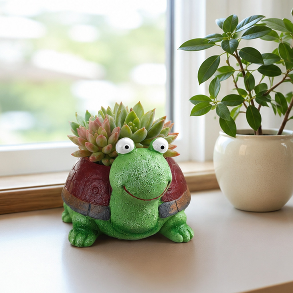 かわいいカメ型プランター 樹脂製多肉植物鉢 動物型フラワーポ - Home Office Xp のレビューと価格