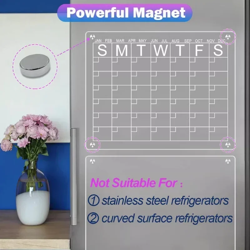 冷蔵庫マグネットステッカー透明アクリルカレンダーウィークリー - Magnetic Calendar Board のレビューと価格