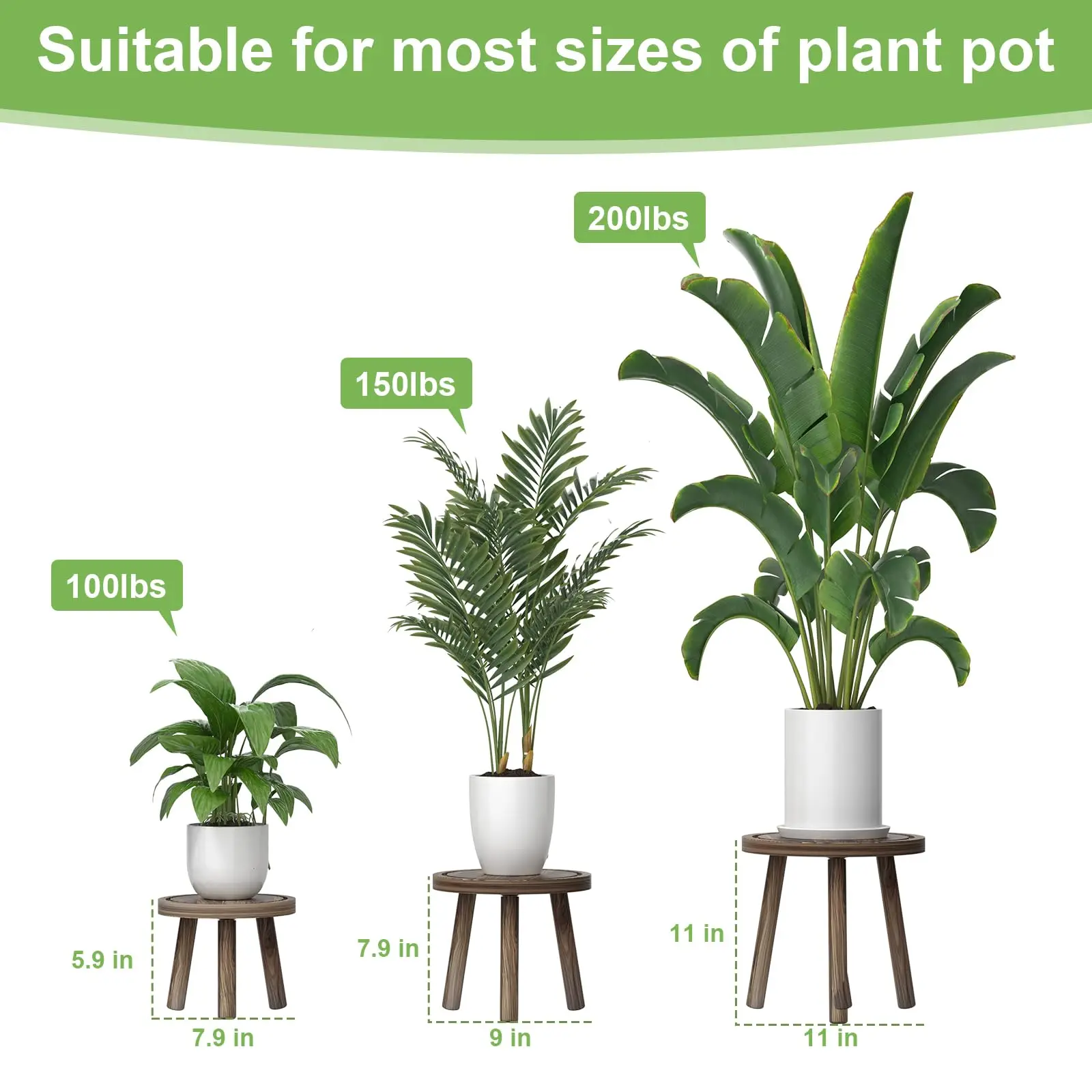3個セット 木製植物スタンド 室内用背の高い植木鉢ホルダー  - Home Office With Plants のレビューと価格