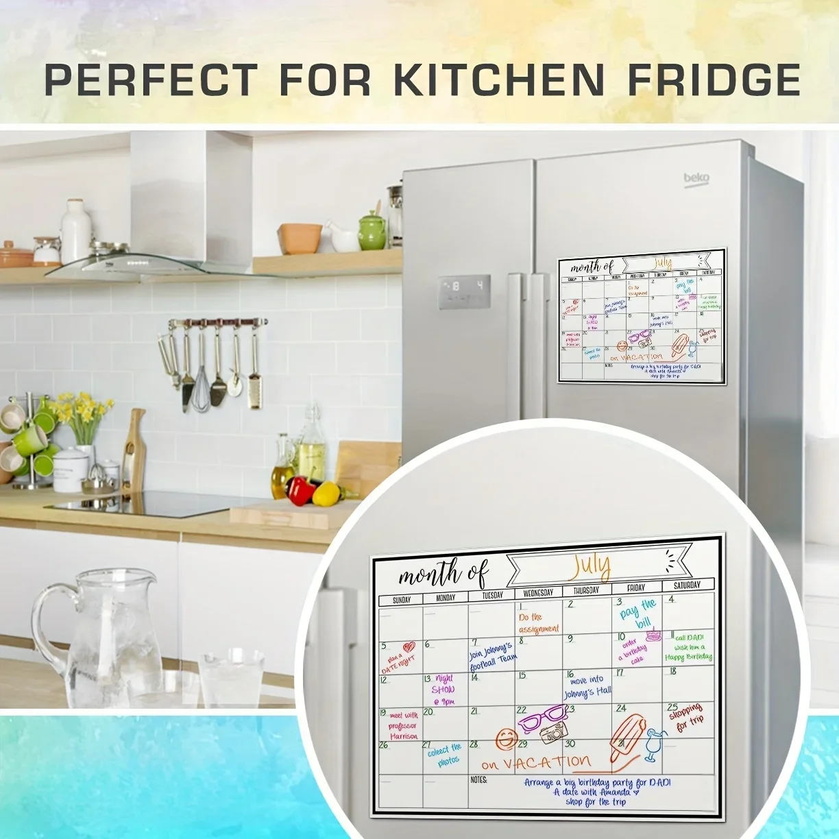 磁気式月間カレンダーホワイトボード、再利用可能な冷蔵庫プラン - Magnetic Calendar Board のレビューと価格