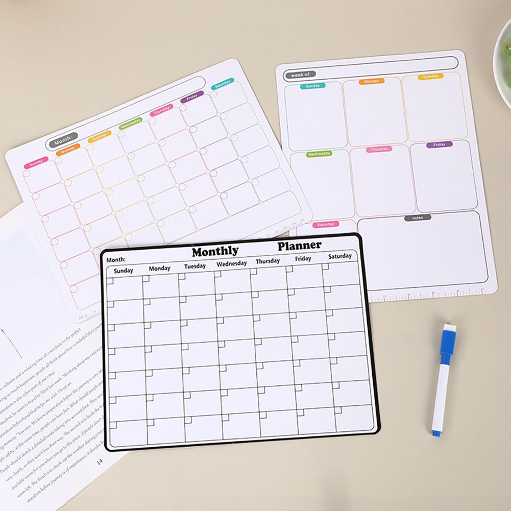冷蔵庫用マグネット式ホワイトボード 再利用可能な月間カレンダ - Whiteboard Magnetic のレビューと価格