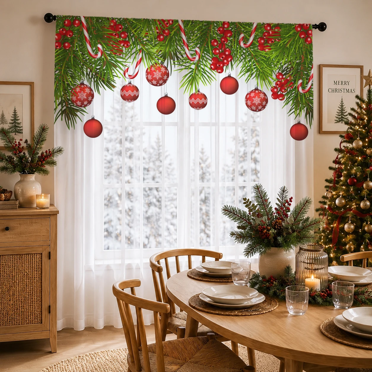 クリスマスグラデーションシアーカーテン、高品質遮光プライバシ - Home Office With Plants のレビューと価格
