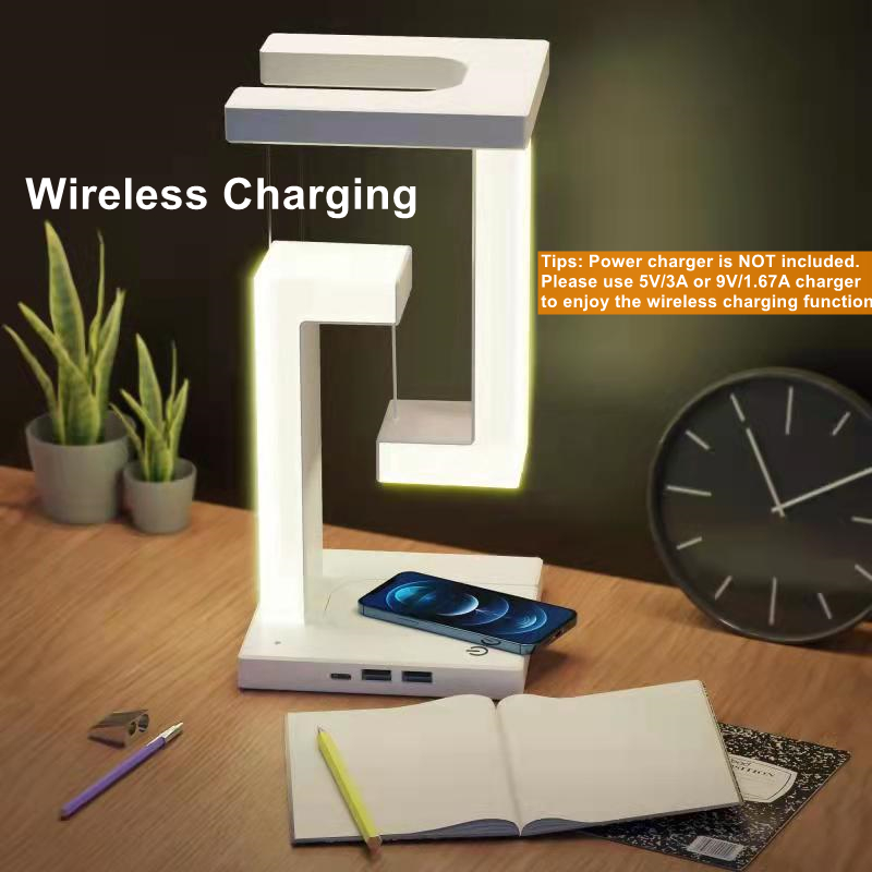 ワイヤレス充電器付きフローティングデスクランプ、USB出力充 - Desk Charging Station のレビューと価格