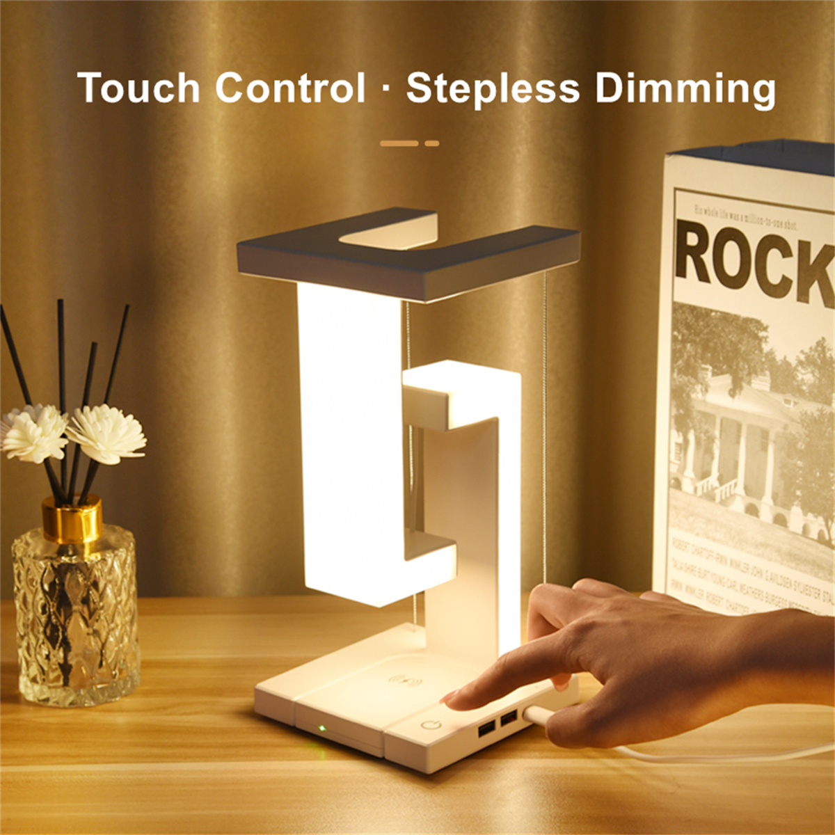 ワイヤレス充電器付きフローティングデスクランプ、USB出力充 - Desk Charging Station のレビューと価格