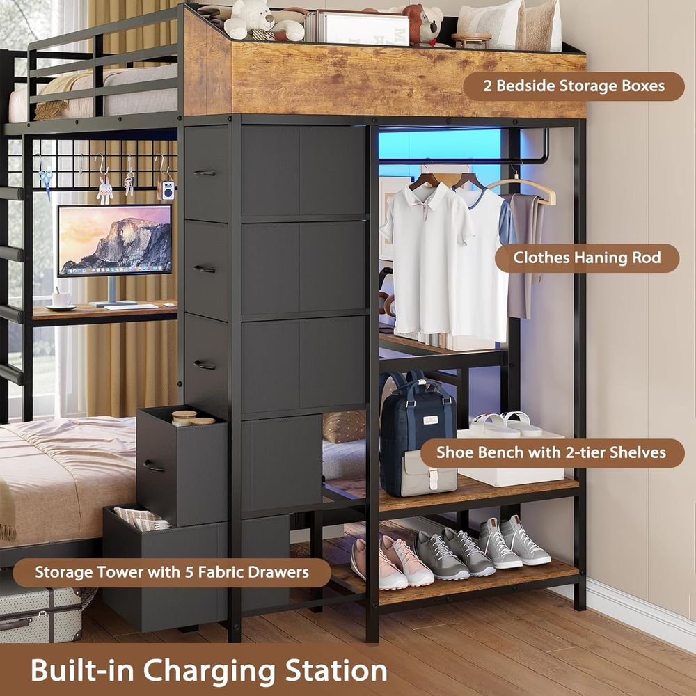 ツインオーバーツイン二段ベッド、ホールツリー、充電ステーショ - Desk Charging Station のレビューと価格